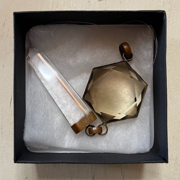 Genuine Faceted Smoky Quartz and Quartz Point Pendant/Sun Catcher, 6" - Picture 6 of 6